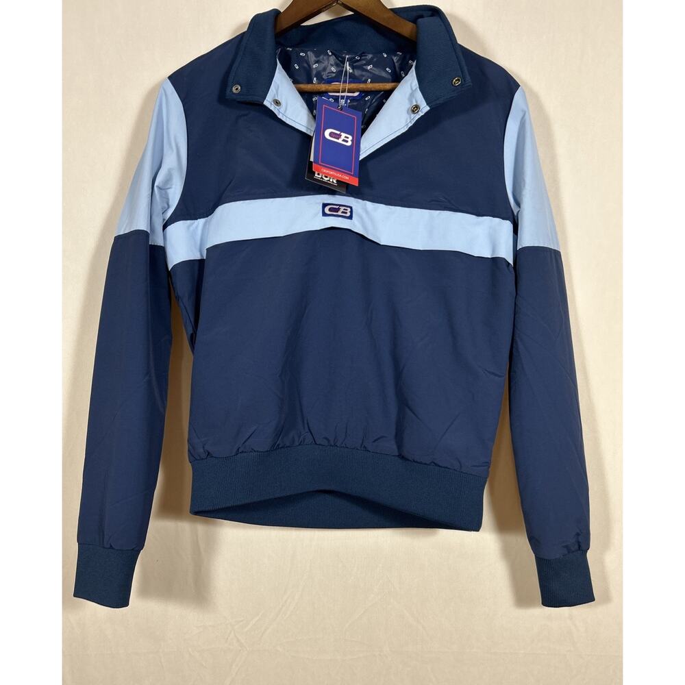 CB Sports Pullover Windbreaker Jacket Men’s Small Blue Snap Neck NWT